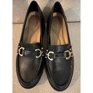 Easy Spirit Kinndle Womens Loafers Sz 8.5 Black Slip On Chunky Sole Shoes